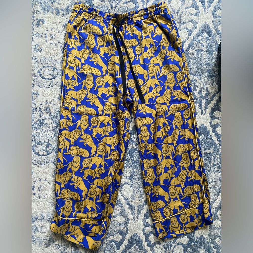 J Crew Collection Silk Pants in Sleepy Lions Size 12
